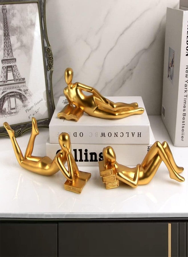 RIRPUAE Gold Home Decor Thinker Reading Women Statue for Living Room, Modern Shelf Decor Accent Decorations, Resin Collectible Figurines Display for Office Bedroom Table Desk,Gold - Image 1